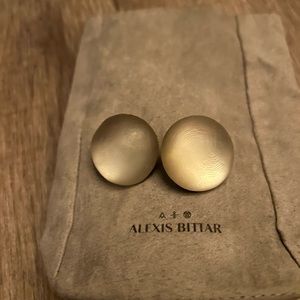 NEW Alexis Bittar Medium Dome Dark Gray Lucite Clip On Earrings